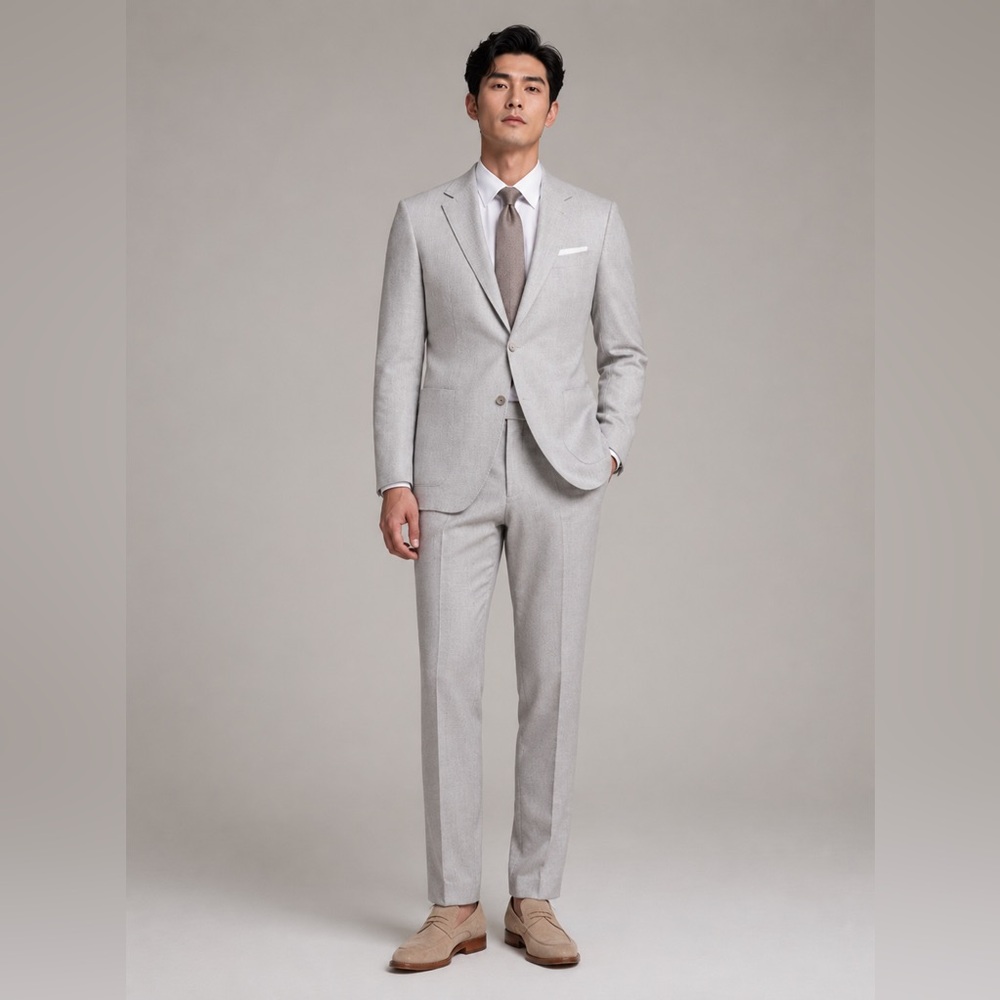NWOT Ermenegildo Zegna Solid Stone Wool & Linen Dress Pant hemmed fits 32 X 30